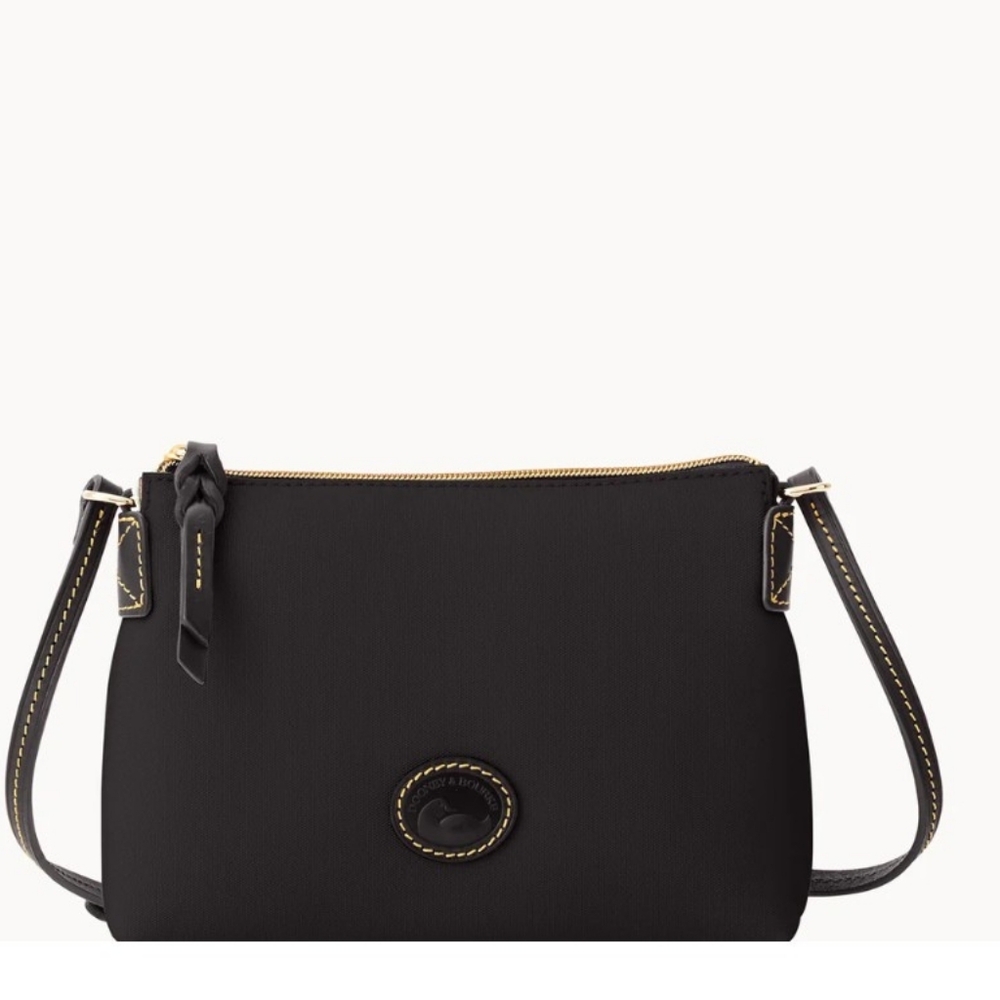 Dooney & Bourke Black Crossbody Bag with Gold Accents